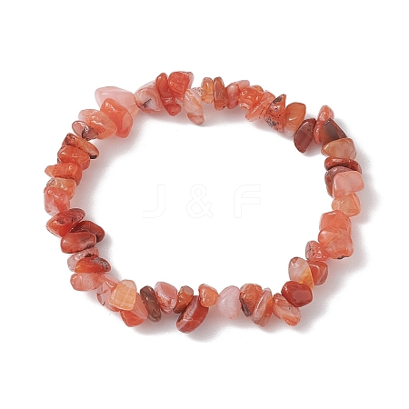 Natural Red Agate Chip Beads Stretch Bracelets for Women BJEW-JB10688-01-1