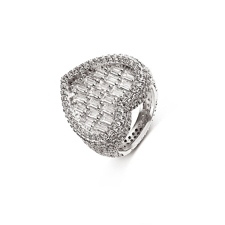 Brass Micro Pave Clear Cubic Zirconia Finger Rings for Women FS-WG571C7-06-1