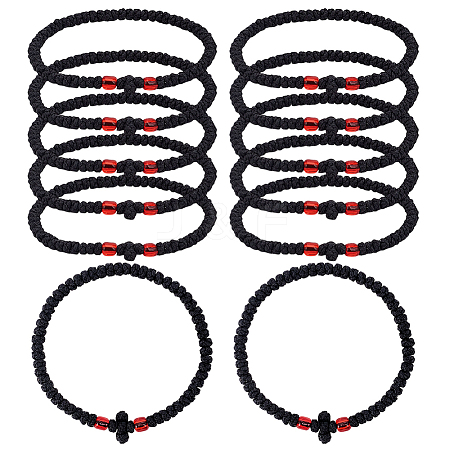 12Pcs Adjustable Polyester Braided Bead Bracelets for Men Women BJEW-HY0002-70A-1