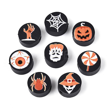 Printed Handmade Polymer Clay Beads CLAY-T022-12C-1