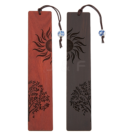 AHADEMAKER 2Pcs 2 Colors Wood Bookmarks AJEW-GA0004-16-1