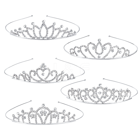 30Pcs 5 Styles Zinc Alloy Hair Bands for Girls OHAR-GA0001-17-1