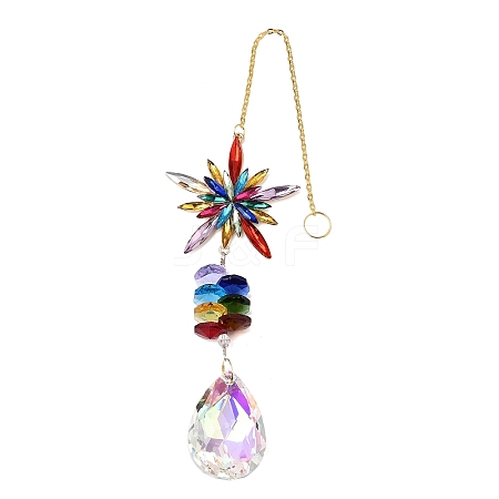 Alloy Glass Teardrop & Star Charm Suncatchers HJEW-E013-02G-1
