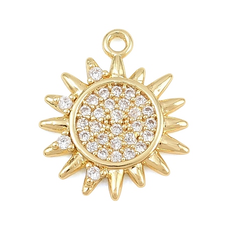 Brass Micro Pave Clear Cubic Zirconia Charms CU-CBA0565-06G-1
