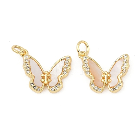 Brass Micro Pave Cubic Zirconia Pendants KK-U058-08G-01-1