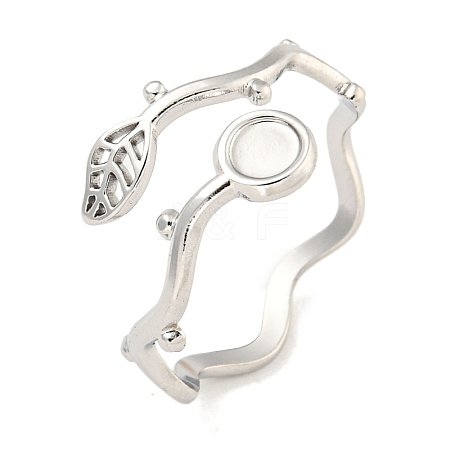 Non-Tarnish 304 Stainless Steel Cuff Finger Ring Components X-STAS-P365-28P-1