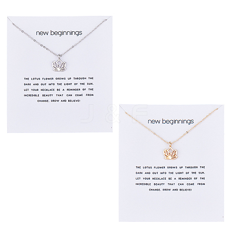 FIBLOOM 2Pcs 2 Colors Alloy Pendant Necklaces Set NJEW-FI0001-54-1