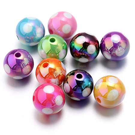 10Pcs UV Plating Colours Acrylic Beads OACR-S146-01E-1