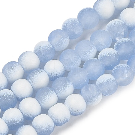 Frosted Crackle Glass Beads Strands GLAA-U001-8mm-M14-1