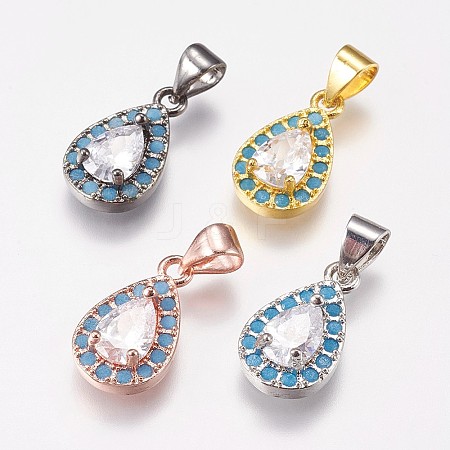 Brass Micro Pave Cubic Zirconia Pendants KK-I614-063-1