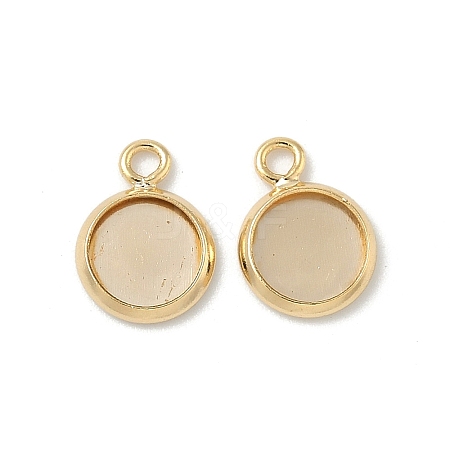 Flat Round Brass Pendant Cabochon Settings KK-K414-14A-G-1