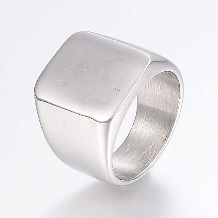 Tarnish Resistant 304 Stainless Steel Signet Band Rings for Men LS-RJEW-G091-16-18mm-P-1