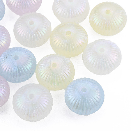 Rainbow Iridescent Plating Acrylic Beads OACR-N010-051-1