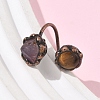 Natural Amethyst & Tiger Eye Rings RJEW-B122-04R-04-3