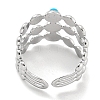 304 Stainless Steel Synthetic Turquoise Cuff Rings G-Z056-05P-01-3