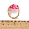 5Pcs Copper Wire Wrapped Dyed & Heated Natural Agate Round Bead Finger Rings RJEW-JR01034-5