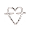 Non-Tarnish 304 Stainless Steel Open Heart Cuff Ring for Women X-RJEW-C025-22P-3