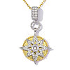 Brass Micro Pave Clear Cubic Zirconia Pendants CU-OY001-57G-1