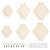 DIY Rhombus Shape Natural Wood Pendants Earring Making Kits DIY-YS0001-14-2