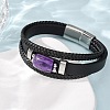 Natural Amethyst & Braided Microfiber Leather Multi-strand Bracelets for Women Men GG-CBAEA55-01C-2