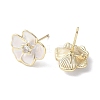 Camellia Brass Enamel Stud Earring Findings X-EJEW-V002-01G-2