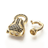 Brass Micro Pave Cubic Zirconia Fold Over Clasps ZIRC-S058-03G-3