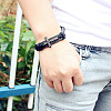 Adjustable Cross with Word Iron Braided Leather Cord Bracelets BJEW-P0001-02B-6