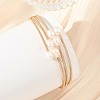 Natural Freshwater Pearl & Brass 3-Strand Open Cuff Bangles BJEW-JB14229-2