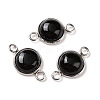 Natural Black Agate Connector Charms LS-G-D059-01C-02-1