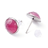 Natural Gemstone Dome/Half Round Stud Earrings for Women EJEW-JE04800-4