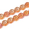 Half Electroplate Baking Paint Glass Beads Strands EGLA-K061-11A-AB10-1