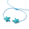 Starfish & Turtle Synthetic Turquoise(Dyed & Heated) Braided Bead Bracelets BJEW-JB09818-01-3