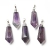 Natural Amethyst Pointed Pendants G-P445-E08-1