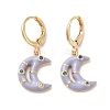 Crescent Moon Real 18K Gold Plated Brass Dangle Leverback Earrings EJEW-L268-031G-02-1