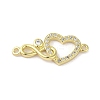 Rack Plating Brass Micro Pave Clear Cubic Zirconia Heart Infinity Connector Charms KK-C052-42A-G-1