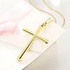 Golden Plated Zinc Alloy Cable Chain Cross Pendant Necklaces NJEW-BB01585-3