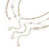 Natural Quartz Crystal Double Terminated Pointed Bullet Pendant 304 Stainless Steel & Brass Chain 3 Layer Necklaces for Women NJEW-JN05477-03-5