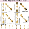 32Pcs 8 Styles Alloy Cord Ends HJEW-SC0003-10-2