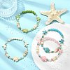 Natural Freshwater Shell & Gemstone & Synthetic Turquoise & Non-magnetic Hematite Beads Stretch Bracelets for Women BJEW-JB13810-1