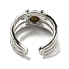 Natural Gemstone Adjustable Rings RJEW-K269-10P-07-3