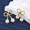 Cherry Brass ABS Plastic Pearl Stud Earrings EJEW-U062-03G-01-3