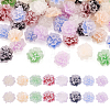 60pcs 6 colors Frosted Resin Flower Cabochons CRES-TA0001-27-8