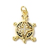 Tortoise Rack Plating Brass Micro Pave Black Cubic Zirconia Pendants KK-K377-29G-1