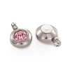 Trendy Original Color 304 Stainless Steel Faceted Grade A Rhinestone Flat Round Charms Pendants RB-N030-01O-2