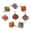 Baking Paint & Golden Metal Enlaced Glass Pendants GL-CBA010C-03G-1