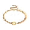 Letter O 304 Stainless Steel Charm Bracelets BJEW-JB05387-03-1