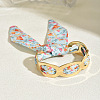 Floral Fabric Iron Cuff Bangles for Women FS-WG41D7B-08-1