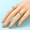 2Pcs 2 Styles Brass Micro Pave Clear Cubic Zirconia Cuff Rings for Women RJEW-S399-02G-2