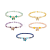 5Pcs 5 Style Natural Mixed Gemstone & Glass Beaded Stretch Bracelets Set BJEW-JB08881-1