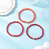 3Pcs Faceted Imitation Jade & Opaque Glass Rondelle Beaded Stretch Bracelets for Women BJEW-JB12563-05-2